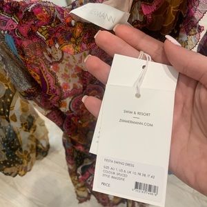 Zimmerman fiesta cold shoulder printed silk dress